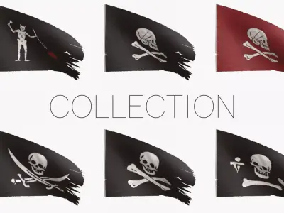 Pirates Flags Collection 3D Model Pack