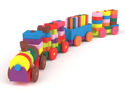 Wooden toy train 08 3D model
