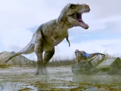 T Rex Chase Scene Low-poly 3D model