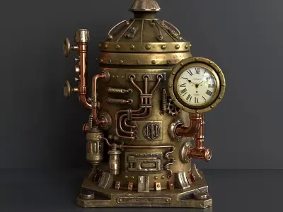 Steampunk desk clock box 3D model