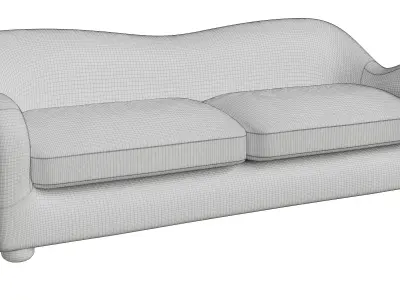 Blue Curved Back Sofa 3D model