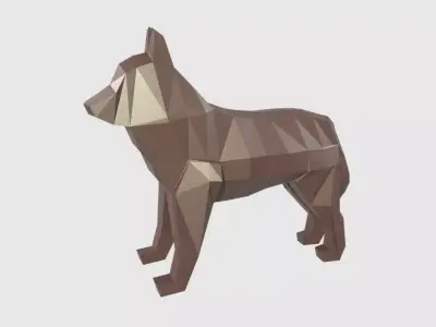 Low-Poly model of dog Husky Low-poly 3D model
