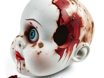 Creepy Broken Doll Head Horror Prop Low-poly 3D model
