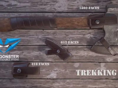 Trekking Axe - PBR Game Ready Low-poly 3D model