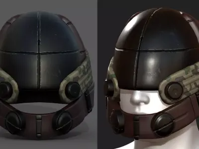 Helmet scifi military combat 3d model low poly  Low-poly 3D model 3