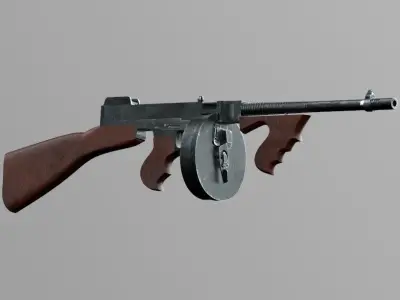 Thompson machine gun v2 Low-poly 3D model
