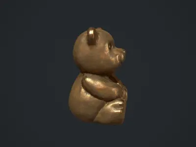 Bronze Teddy Bear Statue Low-poly 3D model