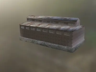 Brick Industrial Factory Building Free low-poly 3D model