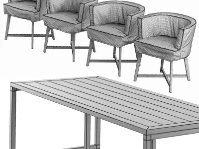 Leeff Woodie Stoel And Industrial Table 3D model