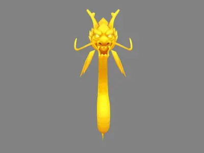 Cartoon Golden Dragon - small Low-poly 3D model