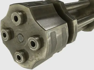 Low Poly Minigun With PBR Materials Low-poly 3D model