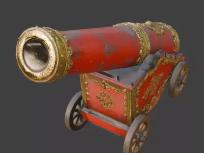 Vintage Circus Human Cannon 3D Model V03 Low-poly 3D model