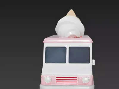 Stylized Ice Cream Truck 3D Model 3D Model Low-poly 3D model