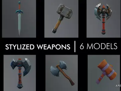 stylized weapons 3D model