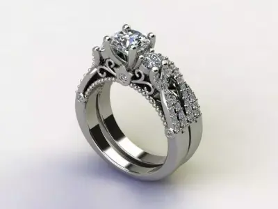 10005 person engagement ring gold 3D print model