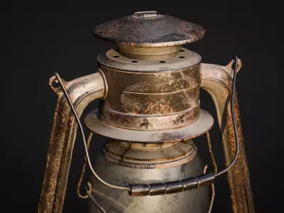 Rusty Oil Lamp - Game Ready 3D Asset Low-poly 3D model