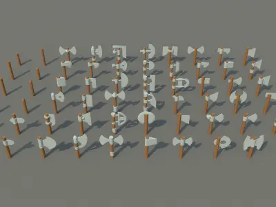 low poly axe pack for games Low-poly 3D model