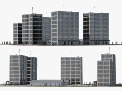  Modern Mid-Rise Residential Complex Asphalt 