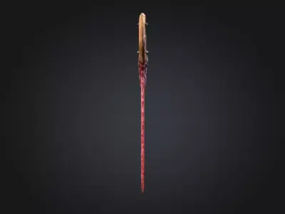 Infernal Crescent Blade Fantasy Game Ready 3D Sword Low-poly 3D model