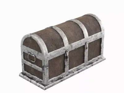 Wooden Treasure Chest 02 Low-poly 3D model