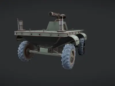 Military armored vehicle with mounted gun 3D model