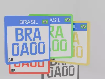 Brazil Mercosul Motorcycle License Plate Low Poly Low-poly 3D model