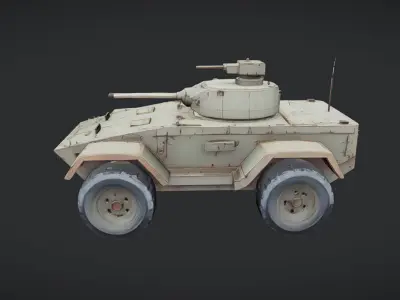 military armored vehicle with turret cannon 3D model