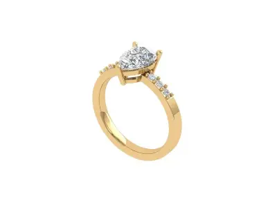 Pear Art Deco Ring 3D print model 6