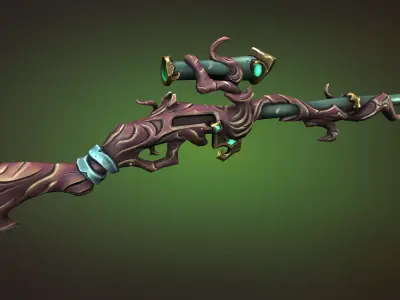 Wooden sniper rifle Low-poly 3D model