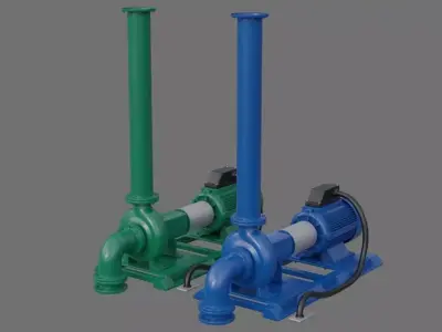 Water Pump 2A Low-poly 3D model
