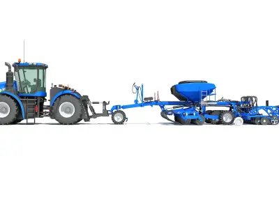 New Holland Tractor with Seed Drill 3D model purchase