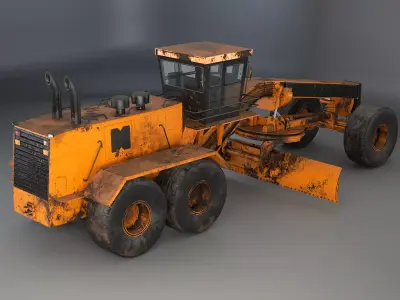 Old Generic Motor Grader Low-poly 3D model