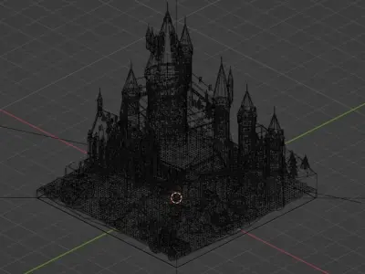 Cartoon Harry Porter Hogwarts Castle 3D model