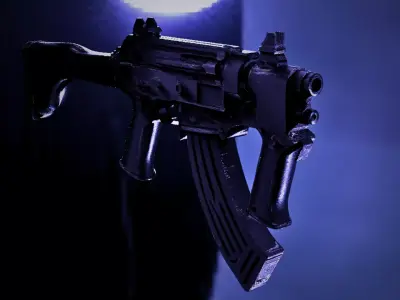 Sci fi gun Low-poly 3D model 11