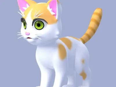 Cartoon Cat Low-poly 3D model get
