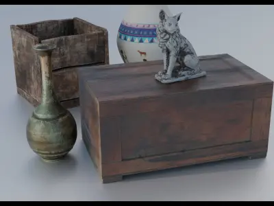 Antique Asset Pack - 40 Items Blender and FBX  Free 3D model