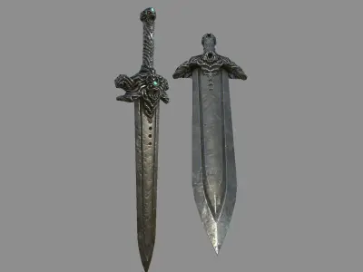 Devil Sword Lowpoly 3D Model Texturing  Low-poly 3D model