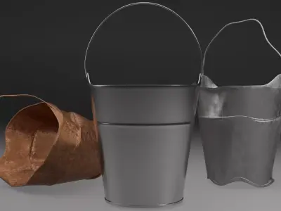 Metal Buckets Set 3D model