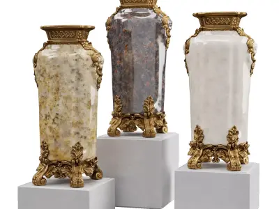 Chinese porcelain midcentury Vase Low-poly 3D model