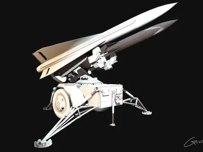 Low Poly PBR Missile Launcher Low-poly 3D model
