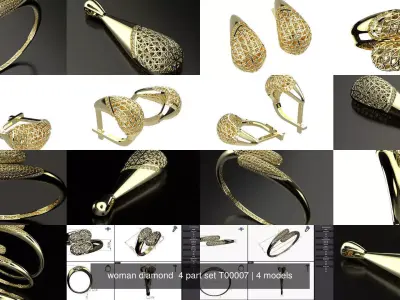 woman diamond  4 part set T00007 3D Model Pack
