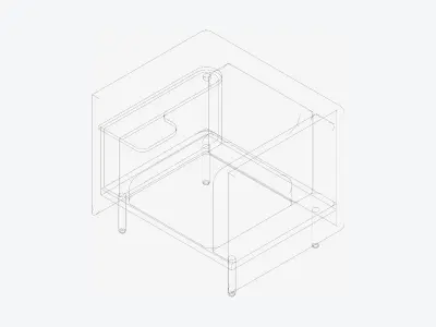 Sofa - Contemporary - Flame - Chair - Work Shelf - Left Low-poly 3D model