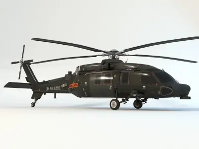 Chinese Z20 helicopter Low-poly 3D model