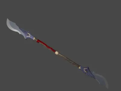 Glaive sword Low-poly 3D model