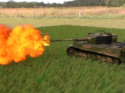 Fully built Panzer Tiger Tank Late 1944 v2 Firing HDRI 3D model
