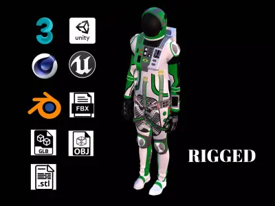 Astronaut Spacesuit Brazil Low-poly 3D model