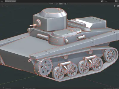 T 37a Tank Base Mesh Low-poly 3D model