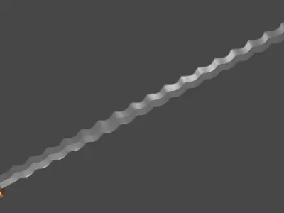 Flamberge sword with Spatha handle Low-poly 3D model