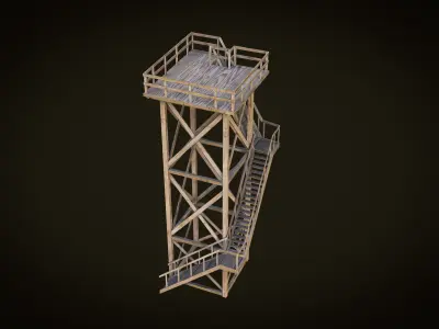 lookout tower PBR Low-poly 3D model Low-poly 3D model