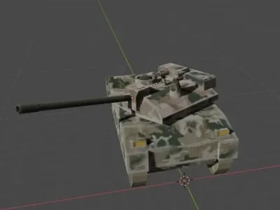 Low Poly Military Model camouflaged tank Low-poly 3D model